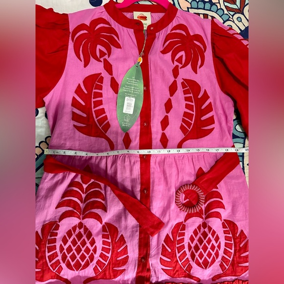 FARM RÍO NWT SOLD OUT PINK AND RED EMBROIDERED DRESS $295 XS/S - Picture 10 of 11